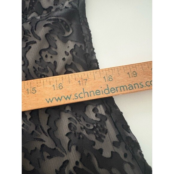 Dressbarn Babydoll Top L Black Lace Y2K Velvet Burnout Whimsigoth Bell Sleeve - Picture 11 of 15